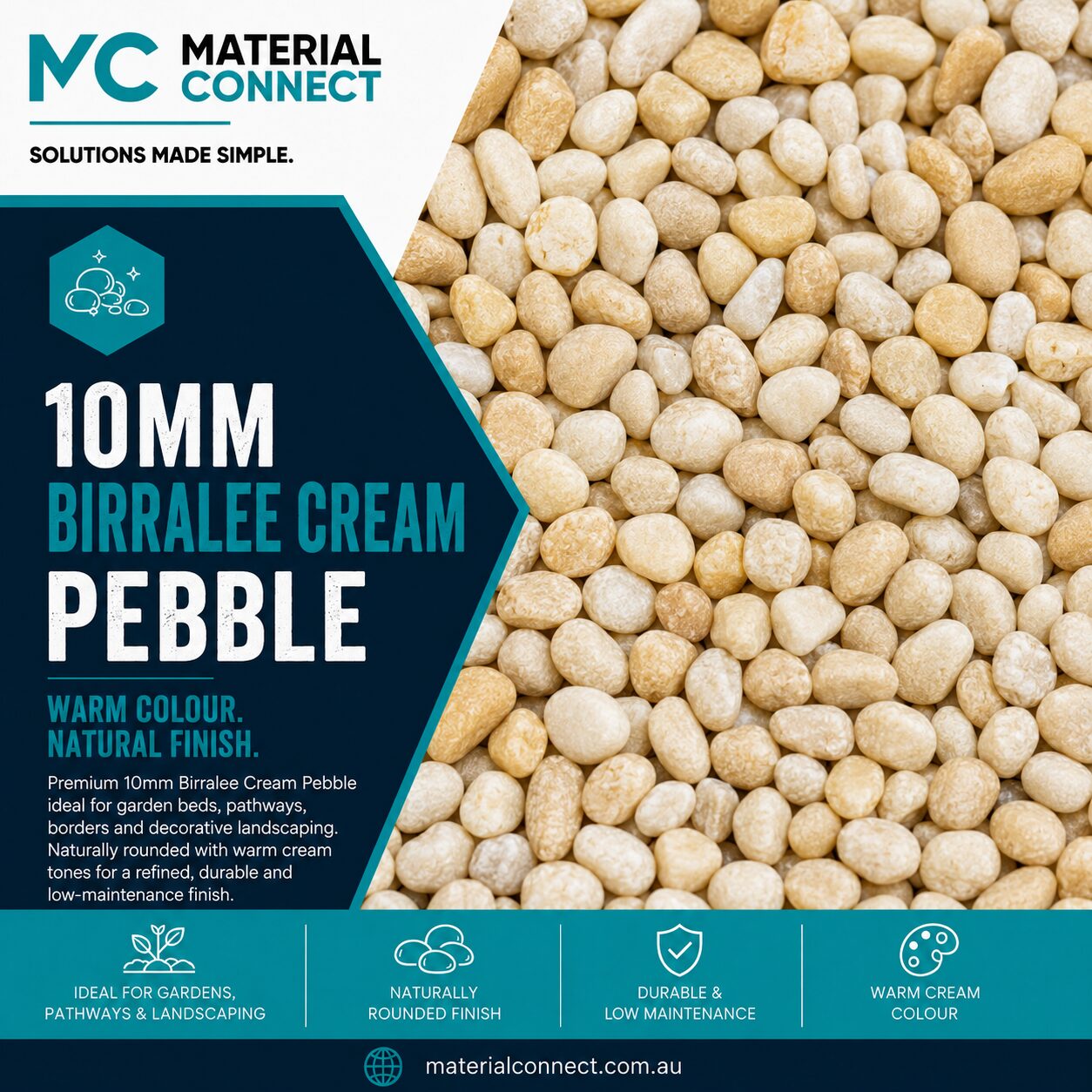10mm Birralee Cream Pebble
